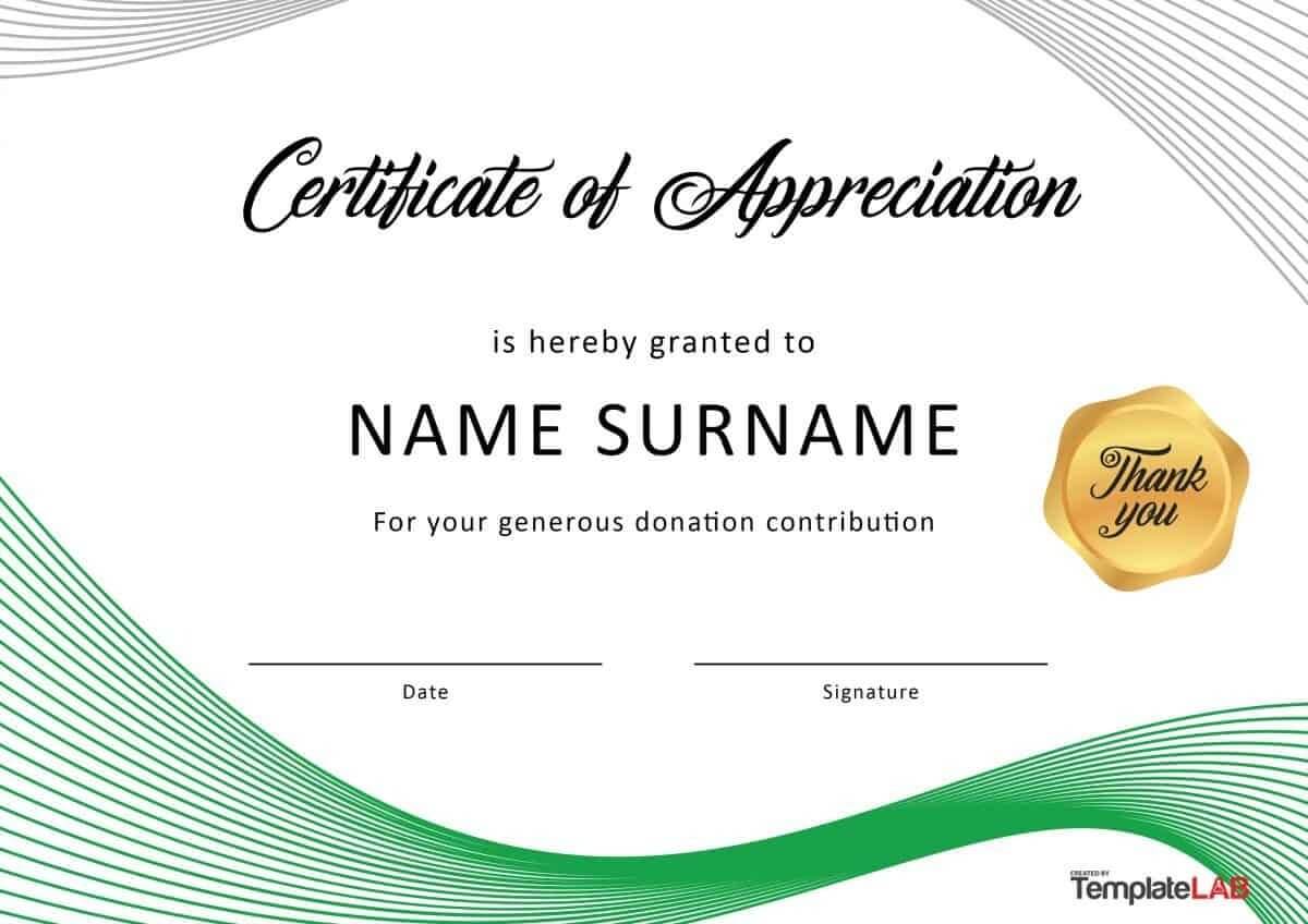 Download Certificate Of Appreciation For Donation 01 For Certificate Of Excellence Template Free Download