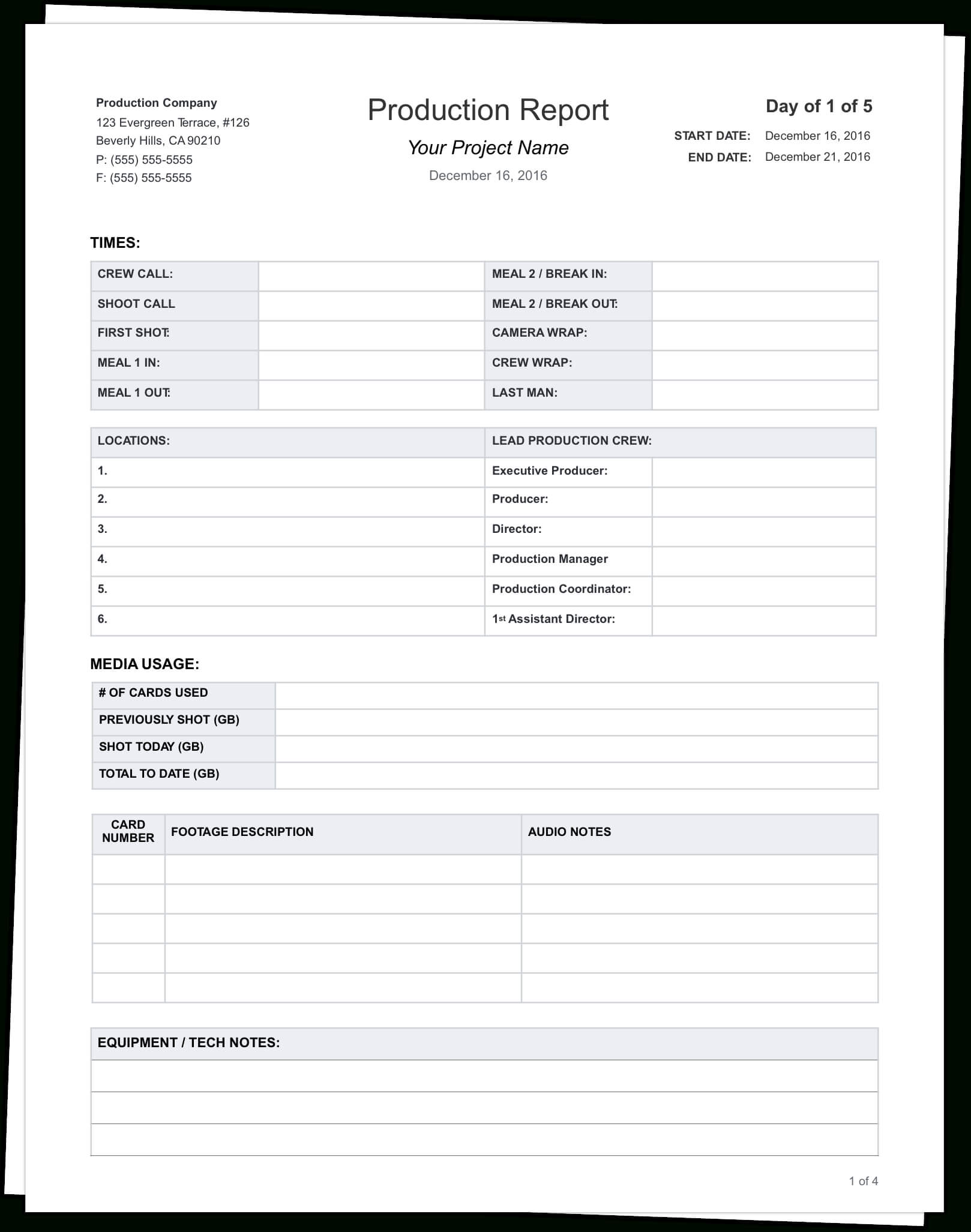 Download Free Daily Production Report Template | Report With Ohs Monthly Report Template