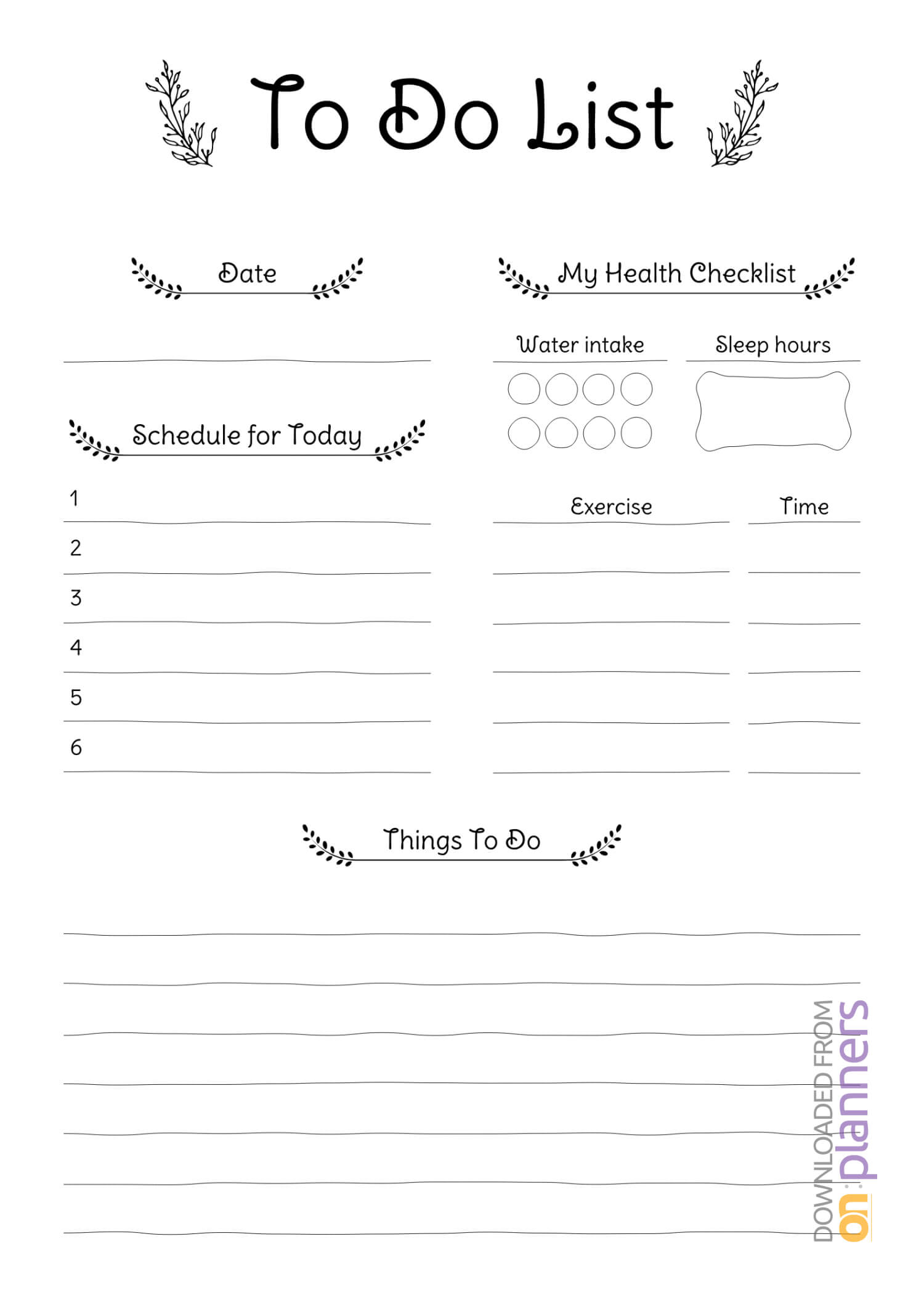 Download Printable Daily To Do List Pdf Intended For Blank Checklist Template Pdf