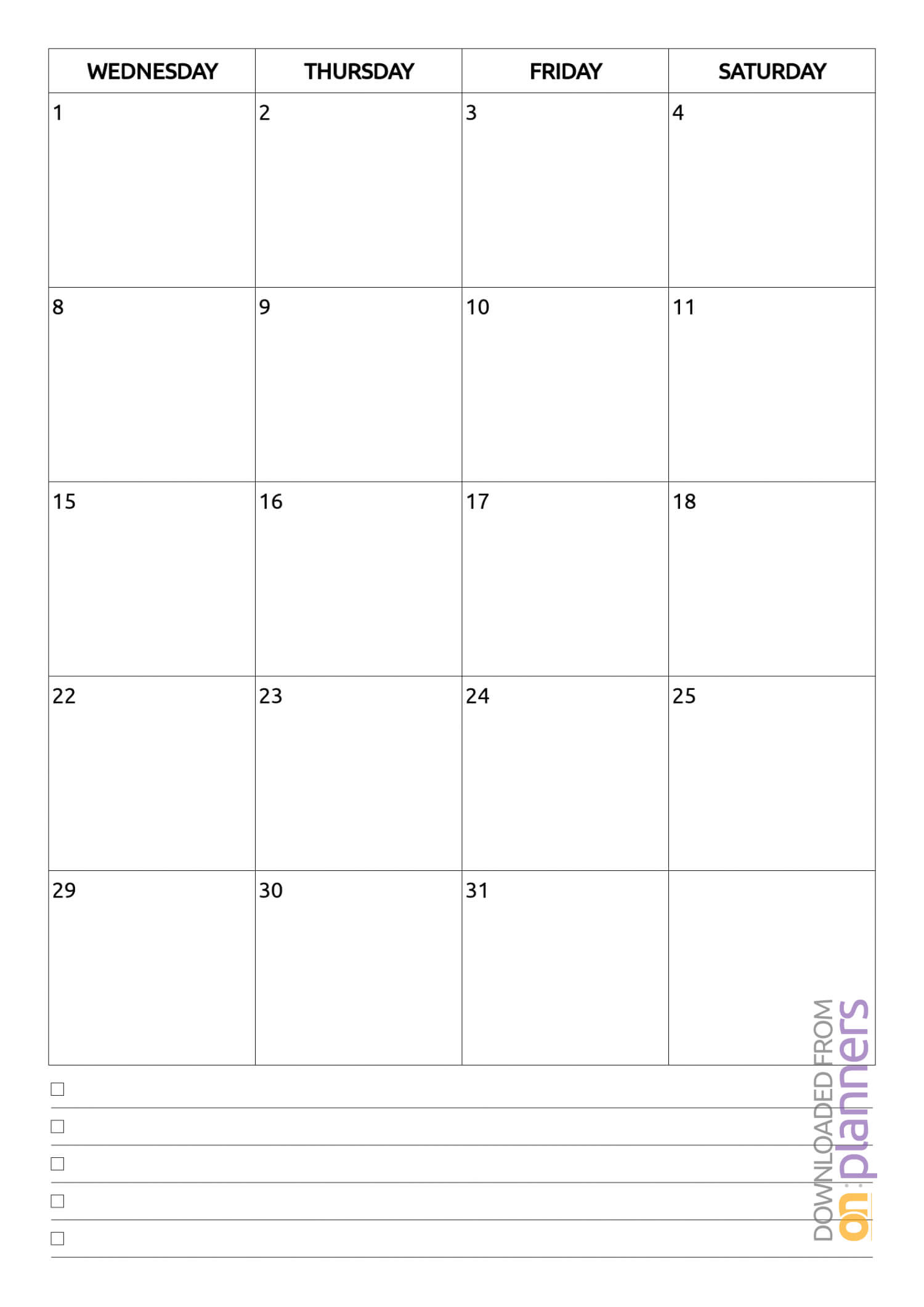 Download Printable Monthly Calendar With Notes Pdf Inside Full Page Blank Calendar Template