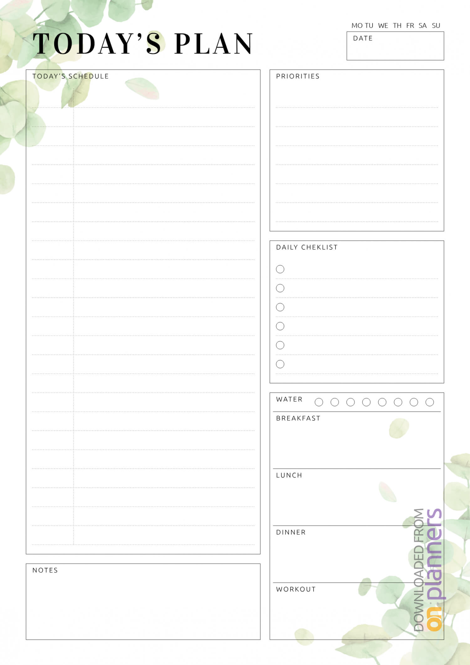 Download Printable Undated Planner With Daily Checklist Pdf For Blank Checklist Template Pdf