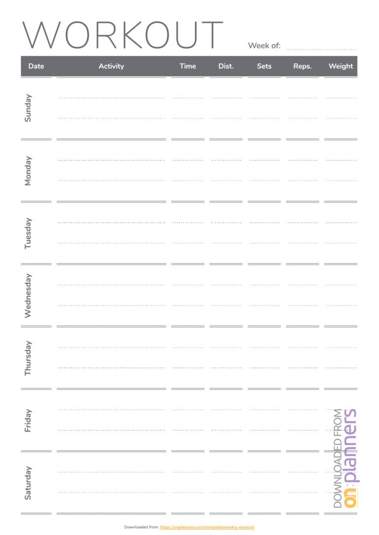 Download Printable Weekly Workout Template Pdf With Blank Workout ...