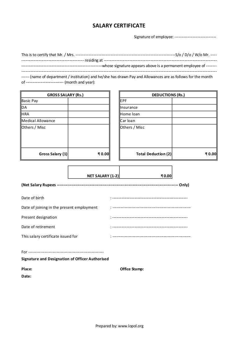 Download Salary Certificate Formats – Word, Excel And Pdf With Certificate Of Payment Template