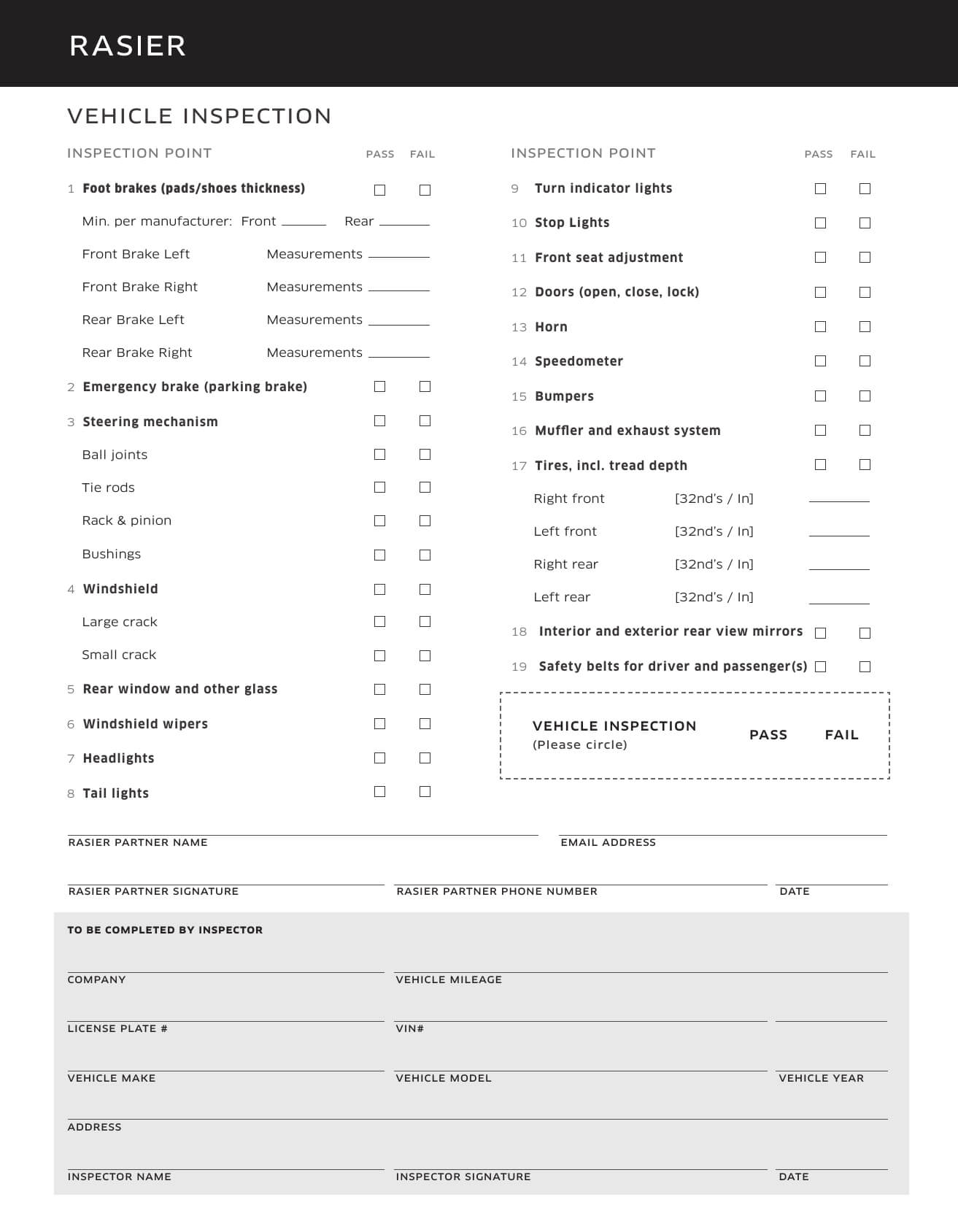 Download Vehicle Inspection Checklist Template | Excel | Pdf Within Vehicle Checklist Template Word