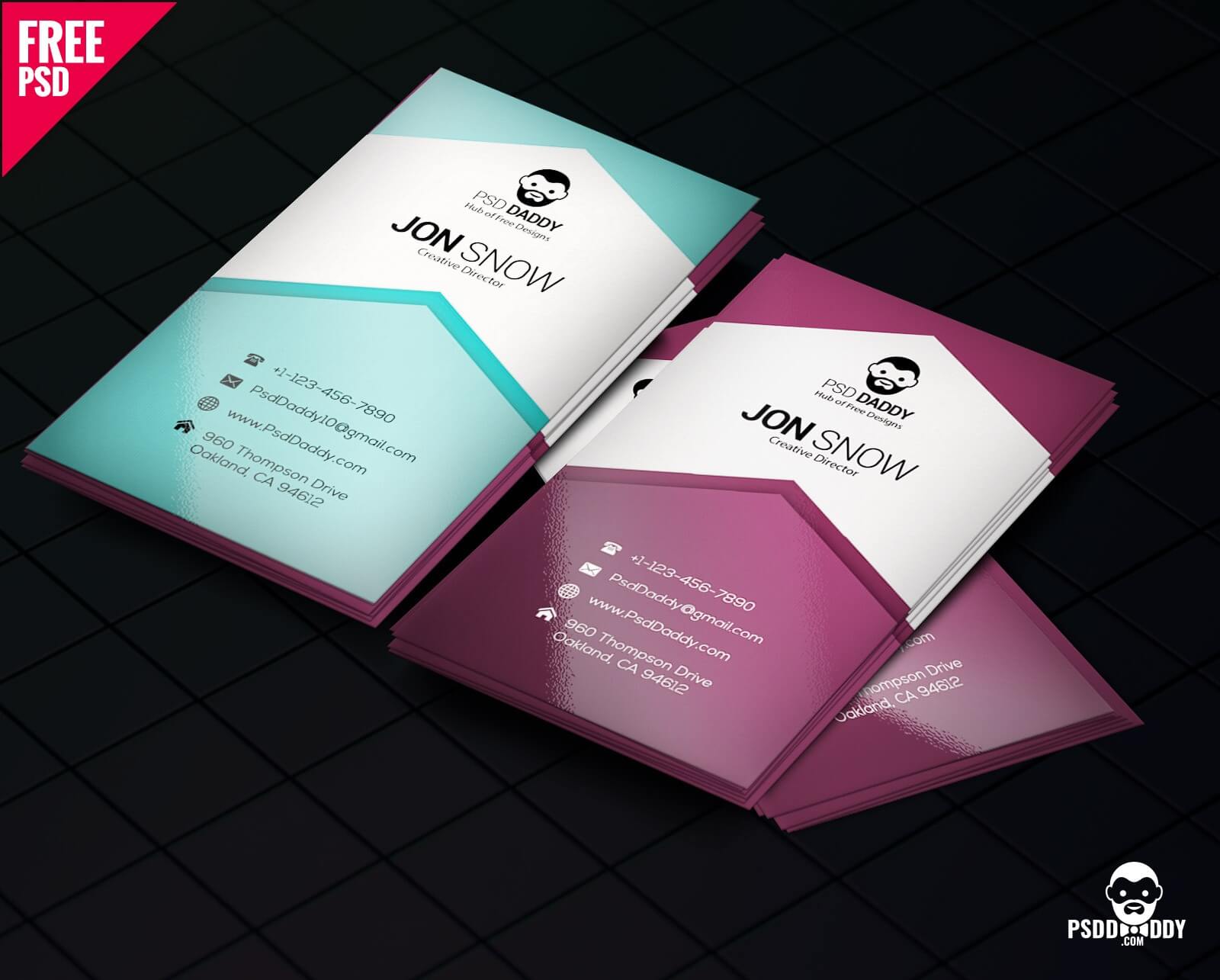 Download]Creative Business Card Psd Free | Psddaddy With Regard To Business Card Size Psd Template