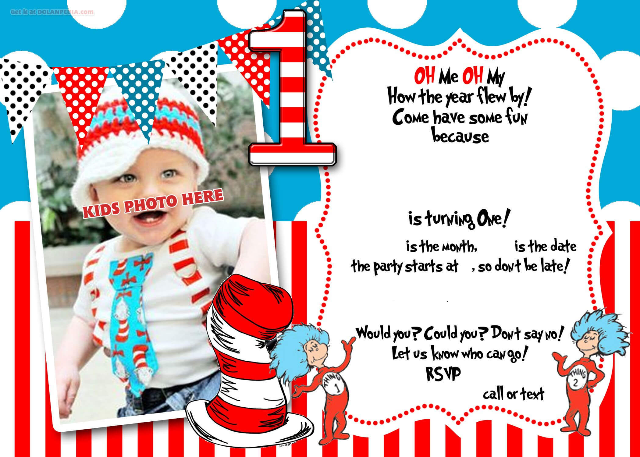 Dr.seuss 1St Birthday Invitation Template  Update Regarding Dr Seuss Birthday Card Template