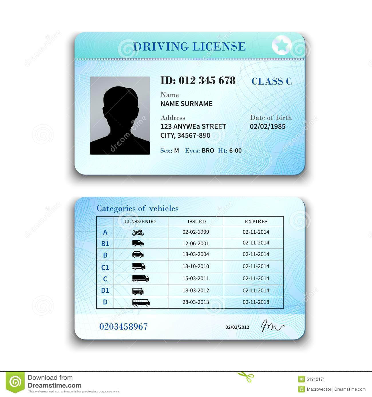 Driver License Illustration Stock Vector – Illustration Of With Regard To Blank Drivers License Template