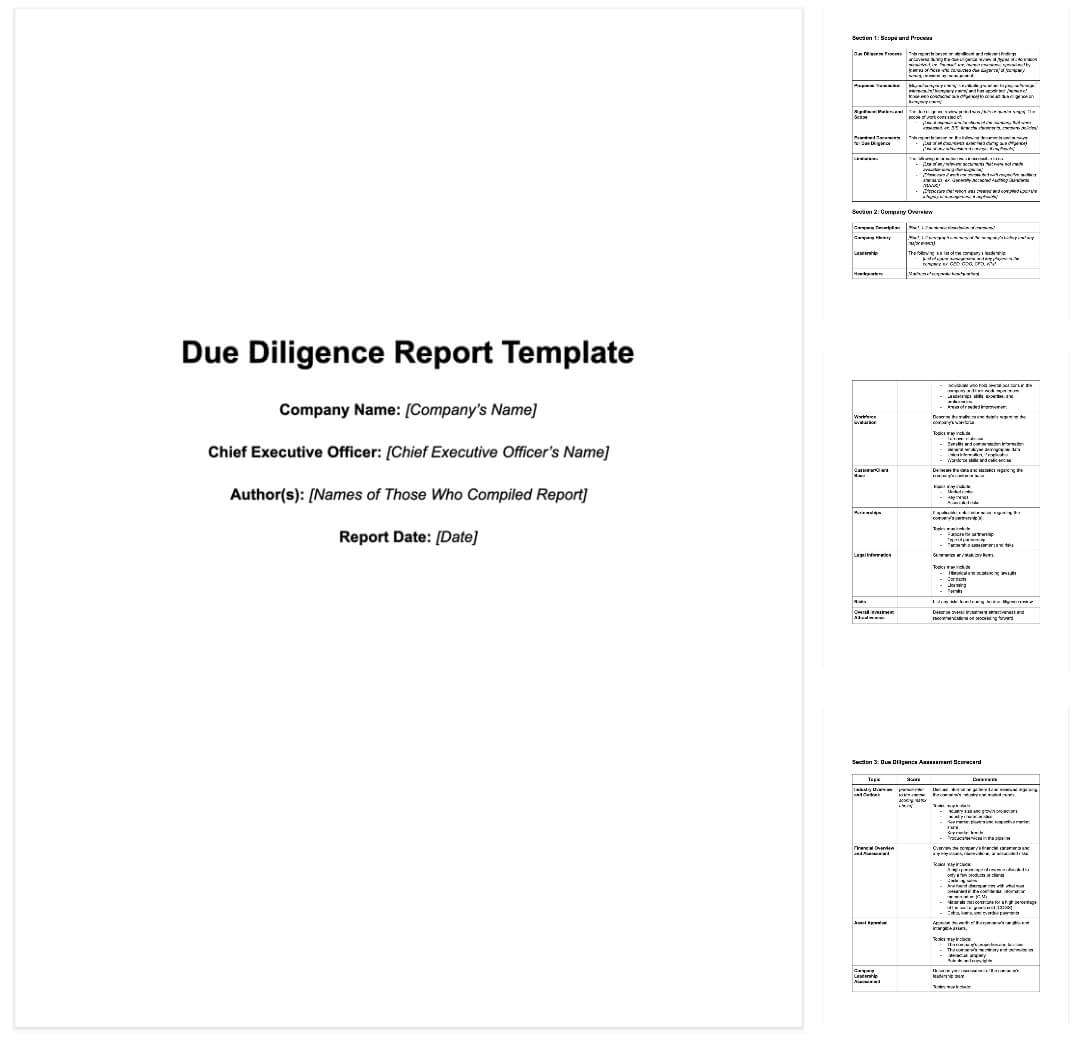 Due Diligence Report Sample – Zimer.bwong.co Intended For Vendor Due Diligence Report Template