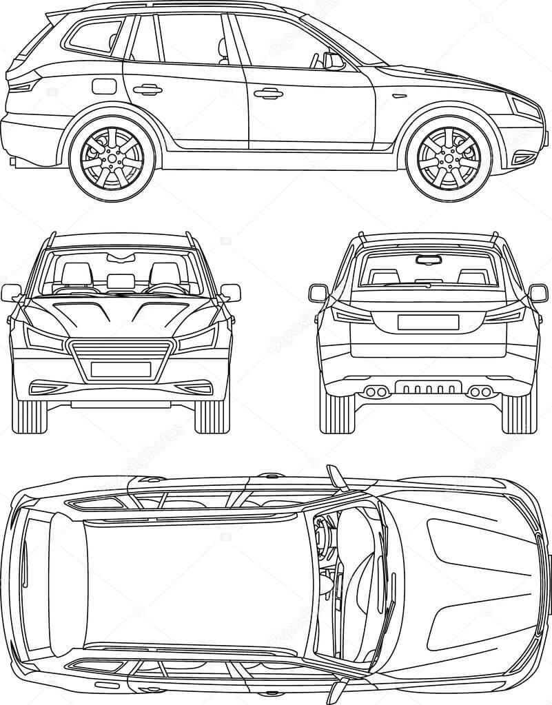 ᐈ Car Outlines Stock Drawings, Royalty Free Vehicle Within Truck Condition Report Template
