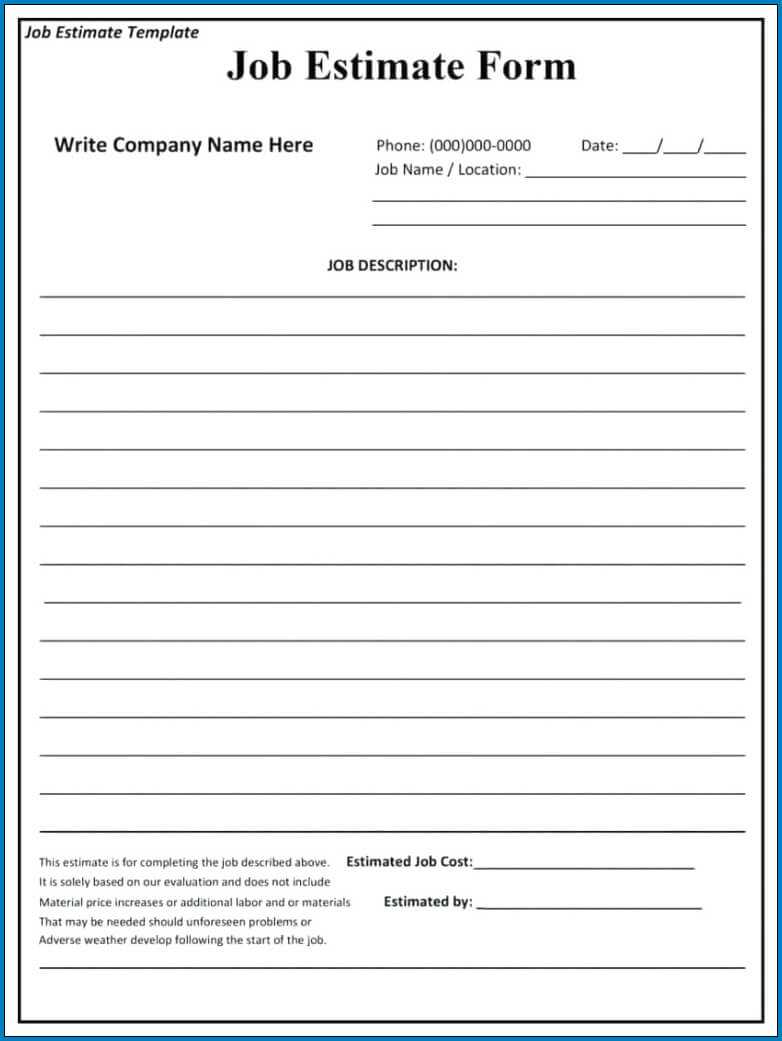 √ Free Printable Contractor Estimate Template | Templateral Inside Blank Estimate Form Template