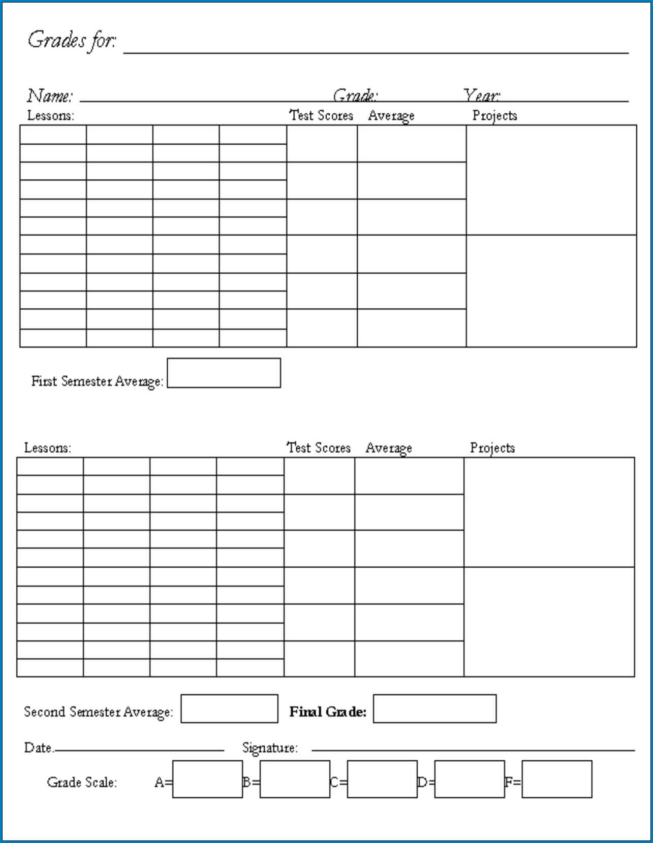 √ Free Printable Homeschool Report Card Template | Templateral Inside Homeschool Middle School Report Card Template