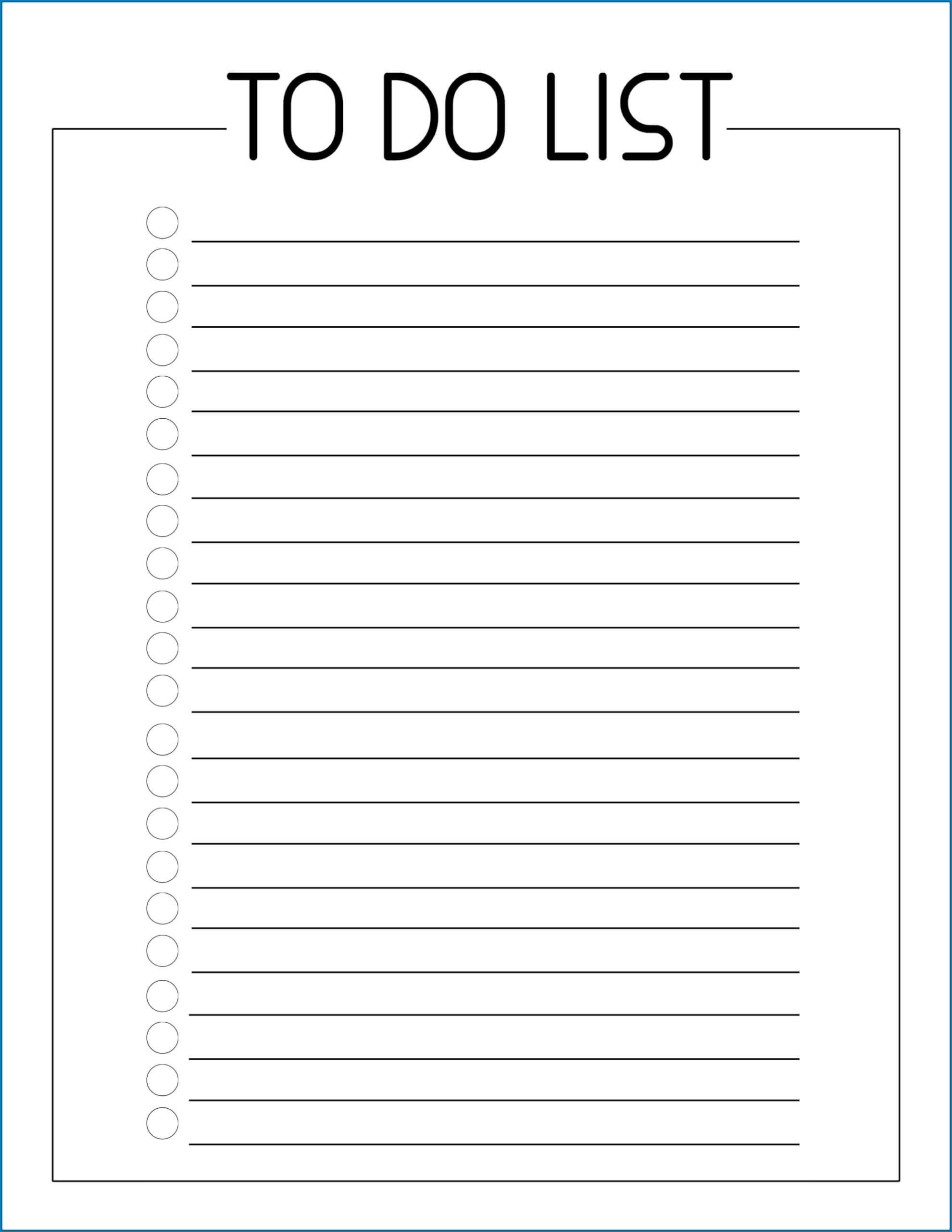 free check off list template