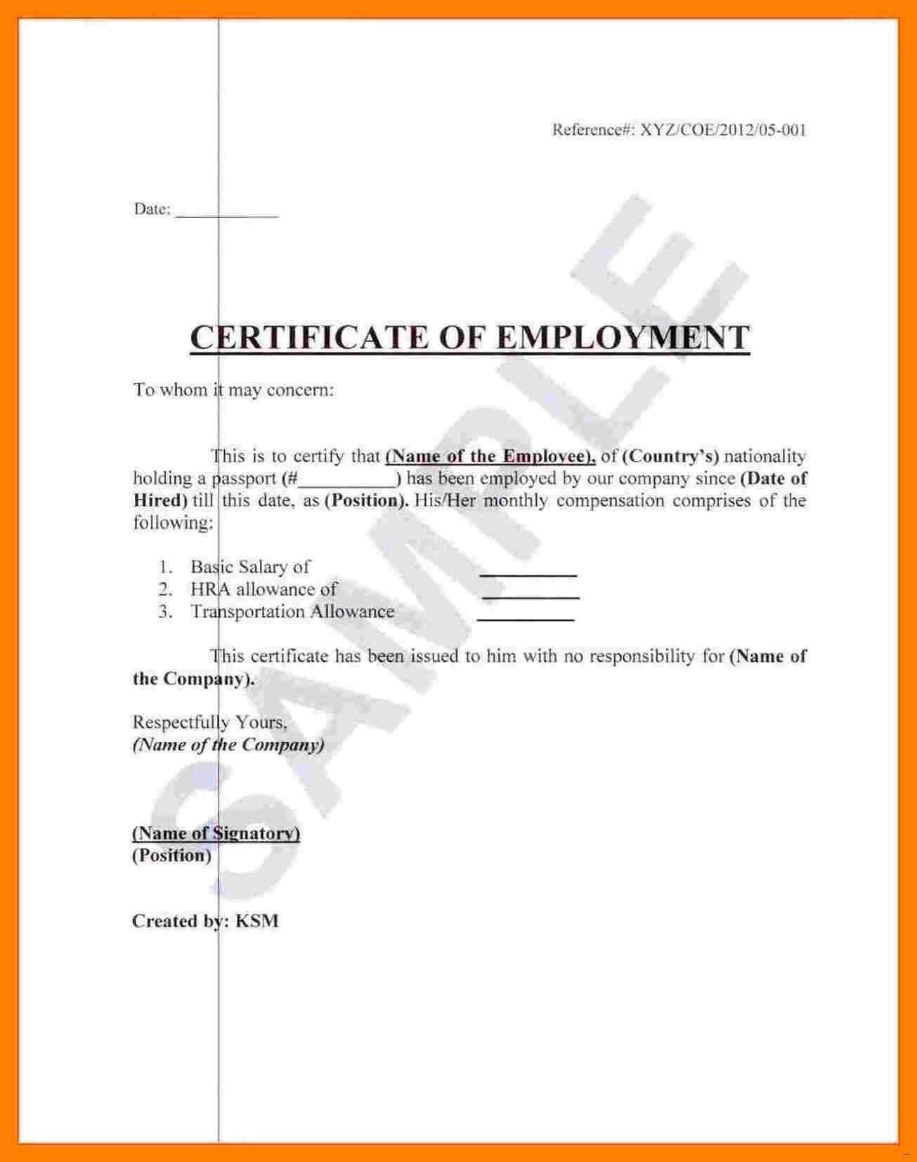 ❤️ Free Printable Certificate Of Employment Form Sample Inside Small Certificate Template