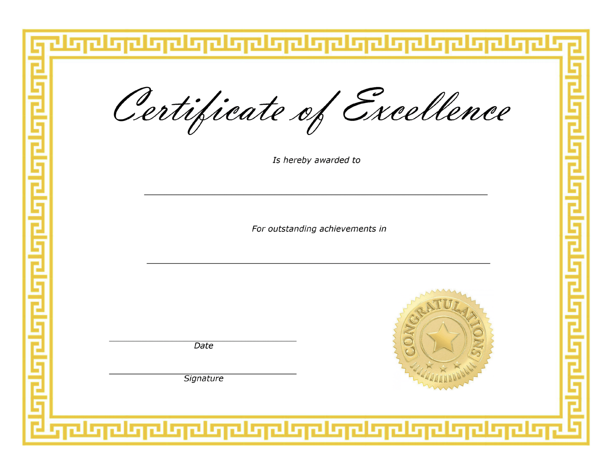 ❤️ Free Sample Certificate Of Excellence Templates❤️ With Free Certificate Of Excellence Template