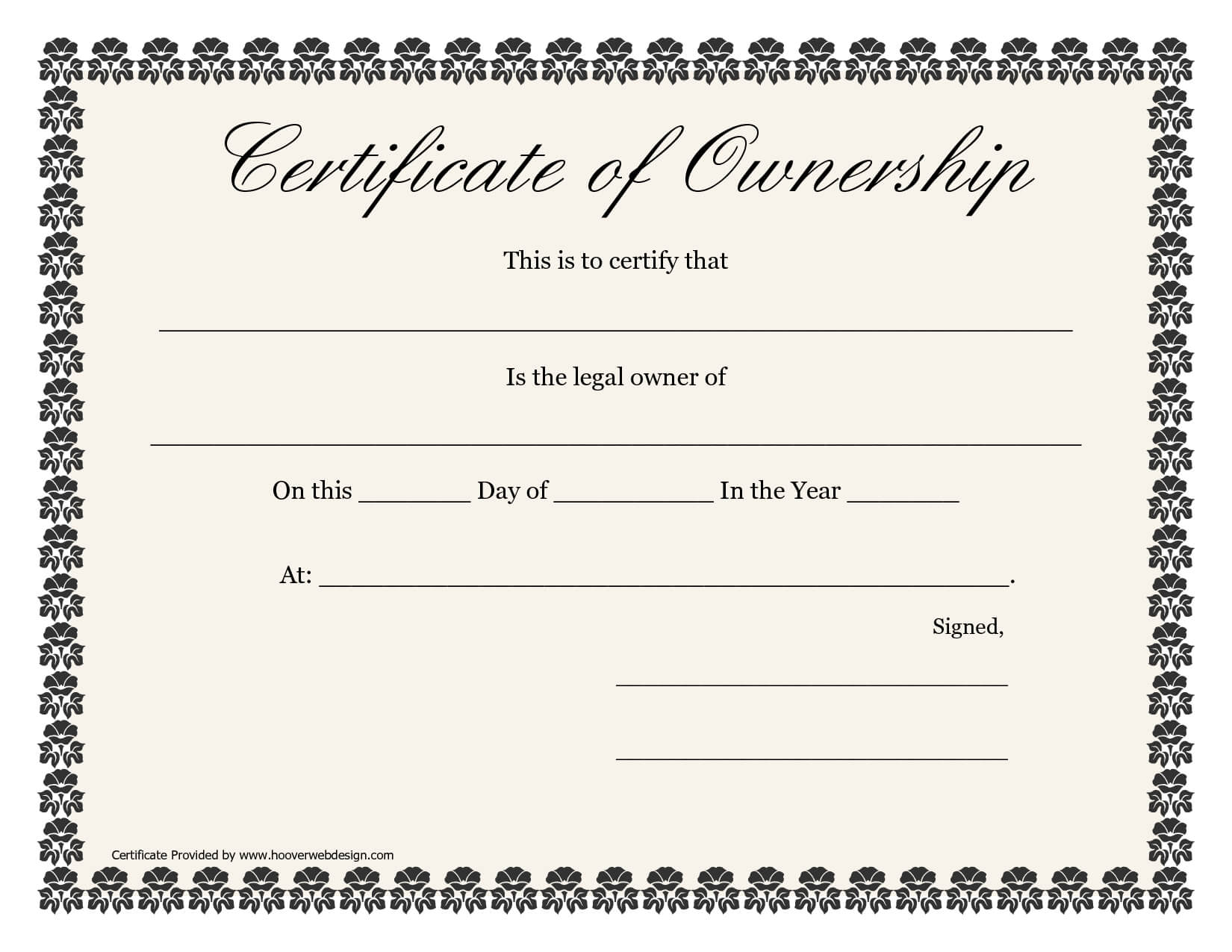❤️5+ Free Sample Of Certificate Of Ownership Form Template❤️ In Ownership Certificate Template