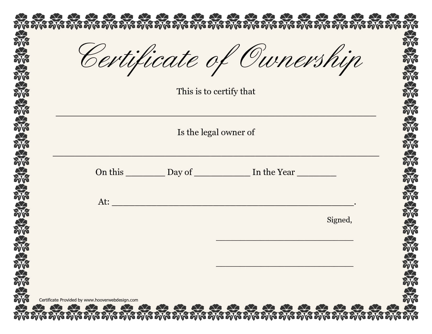 ❤️5+ Free Sample Of Certificate Of Ownership Form Template❤️ Throughout Certificate Of Ownership Template