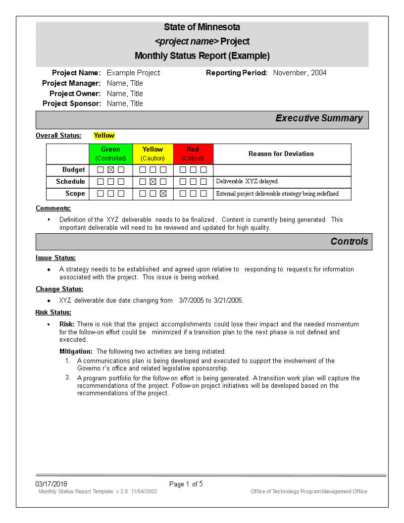 免费Monthly Status Report | 样本文件在Allbusinesstemplates For Monthly Status Report Template Project Management