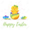 Easter Day Greeting Card Template With Cute Chick Hatched From.. Inside Easter Chick Card Template