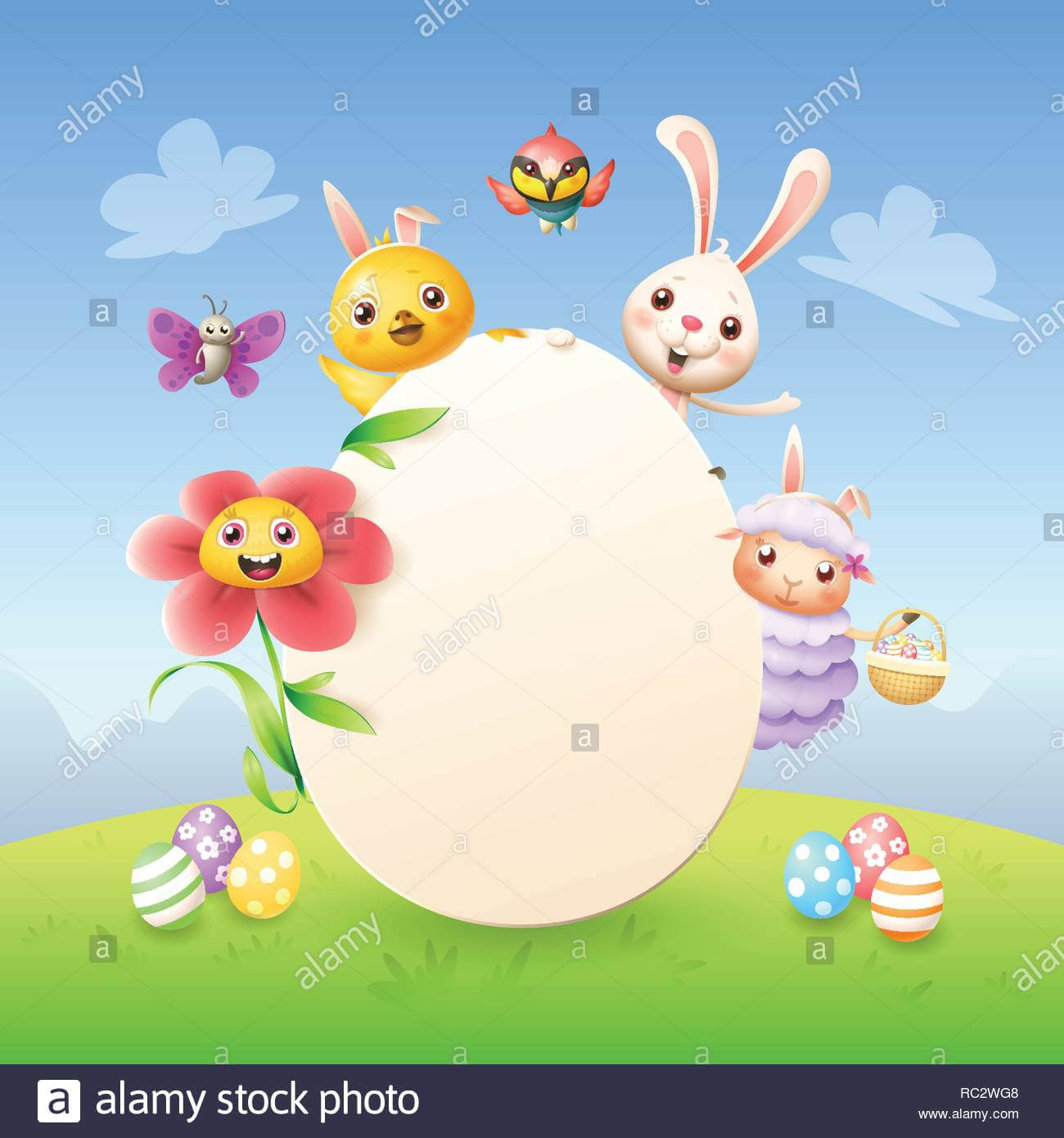 Easter Greeting Card Template – Easter Bunny, Chicken Inside Easter Chick Card Template