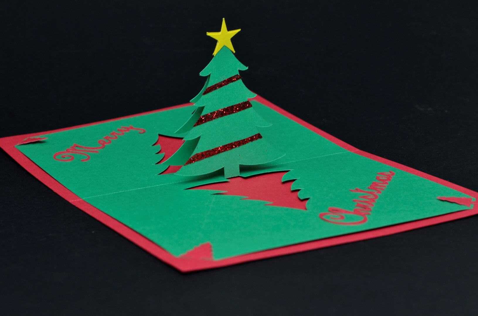 Easy Christmas Tree Pop Up Card Template | Pop Up Christmas For 3D Christmas Tree Card Template