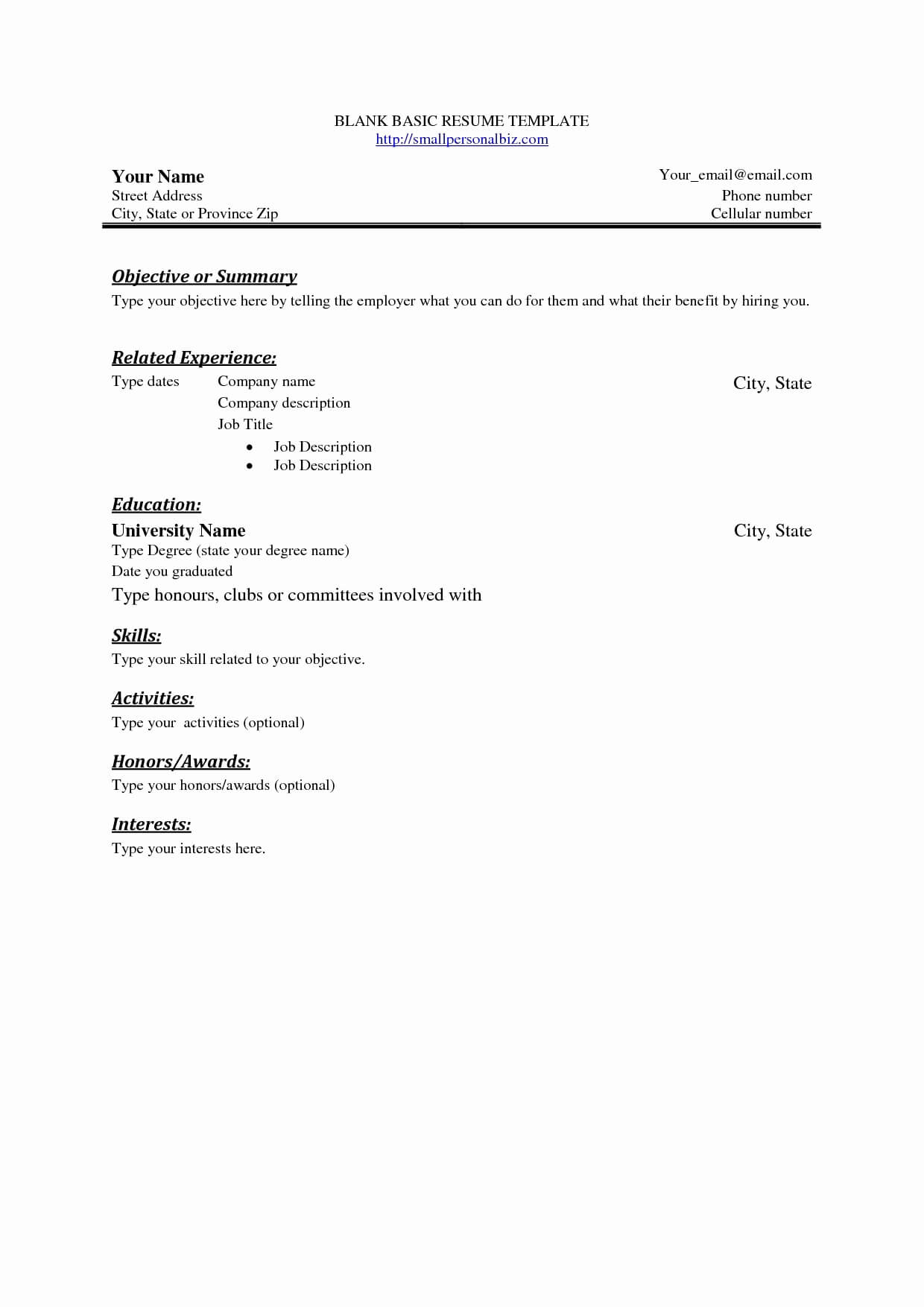Easy Resume Template Free Cover Letter Templates Throughout Free Blank Resume Templates For Microsoft Word