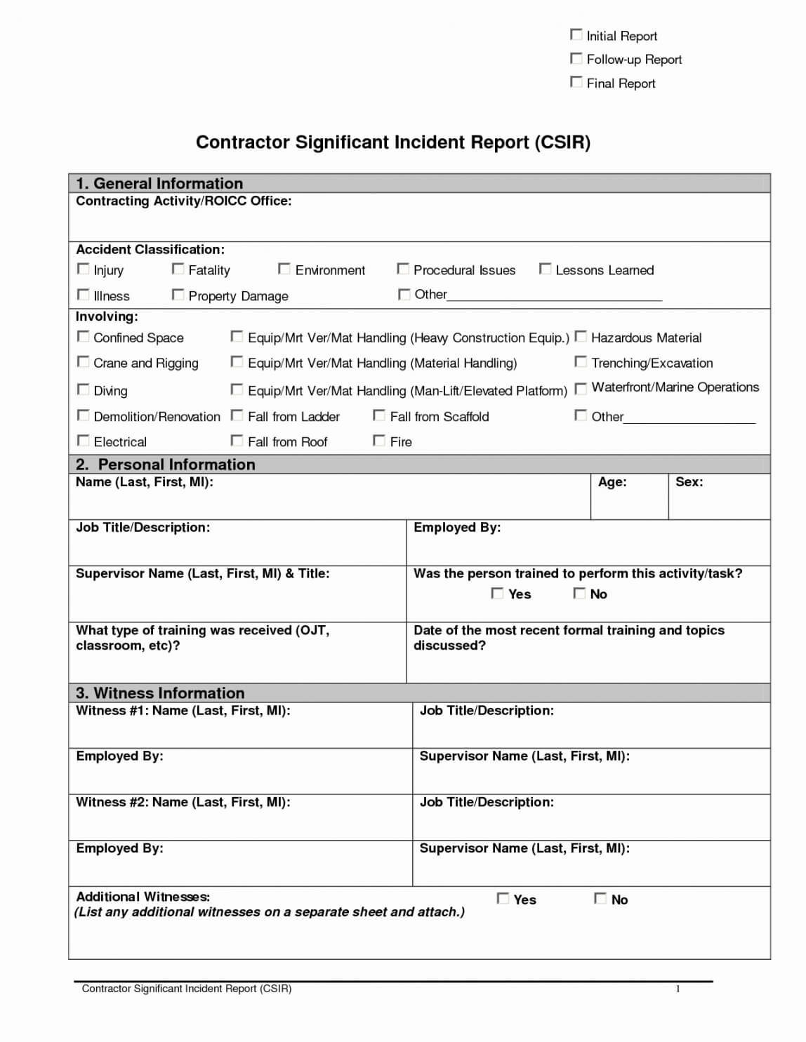Editable Accident Estigation Form Template Uk Report Format Throughout Investigation Report Template Doc