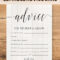 Editable Advice Cards For The Bride To Be, Custom Advice Throughout Marriage Advice Cards Templates