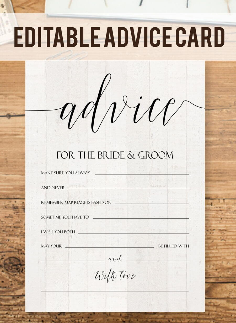 Editable Advice Cards For The Bride To Be, Custom Advice Throughout Marriage Advice Cards Templates