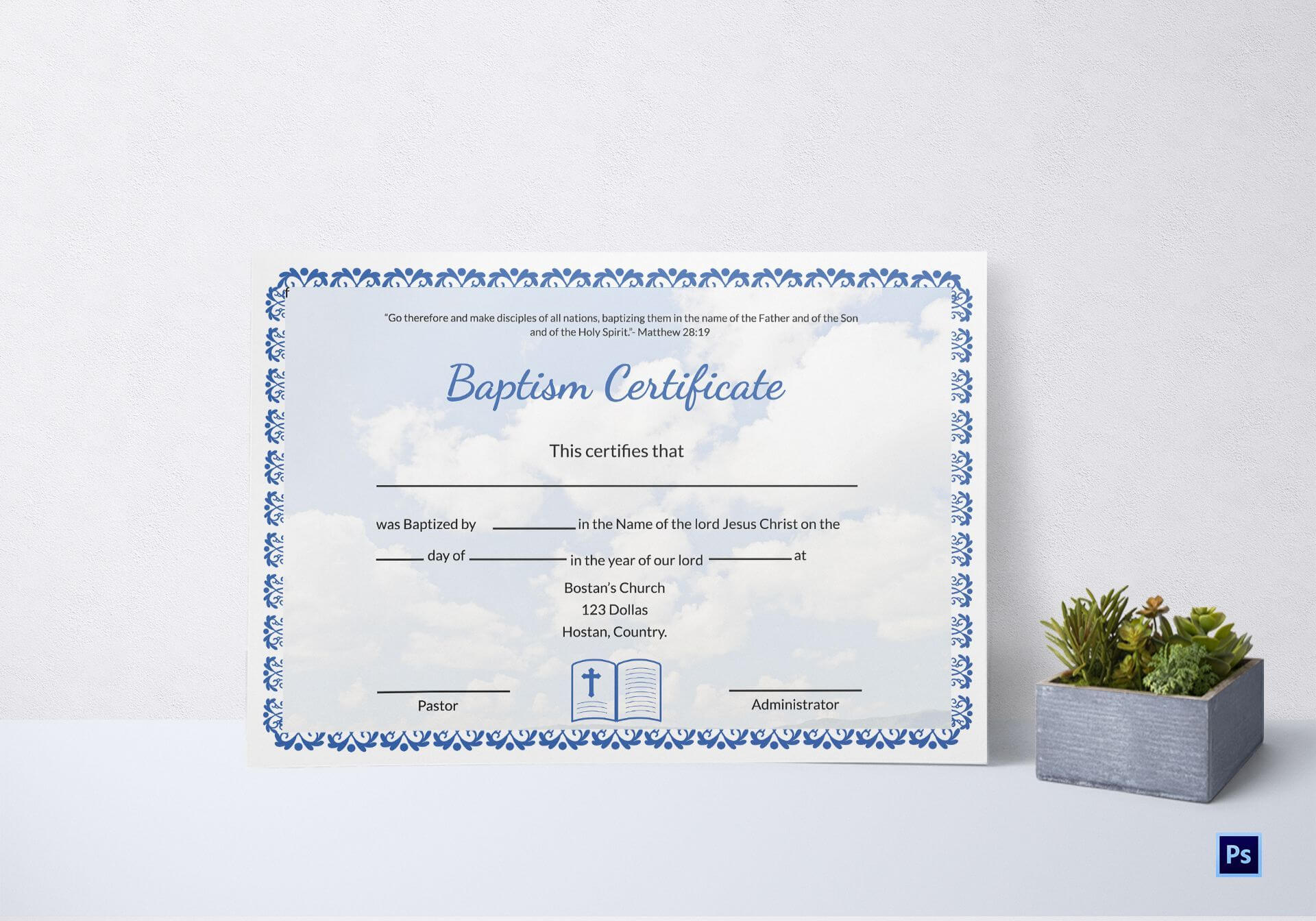 Editable Baptism Certificate Template | Certificate In Baptism Certificate Template Download