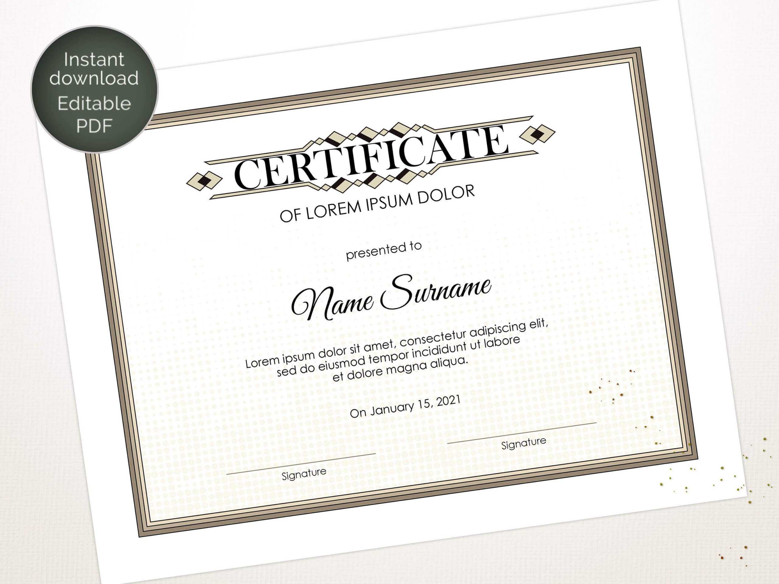 Editable Certificate Template, Blank Business Certificate Inside Academic Award Certificate Template