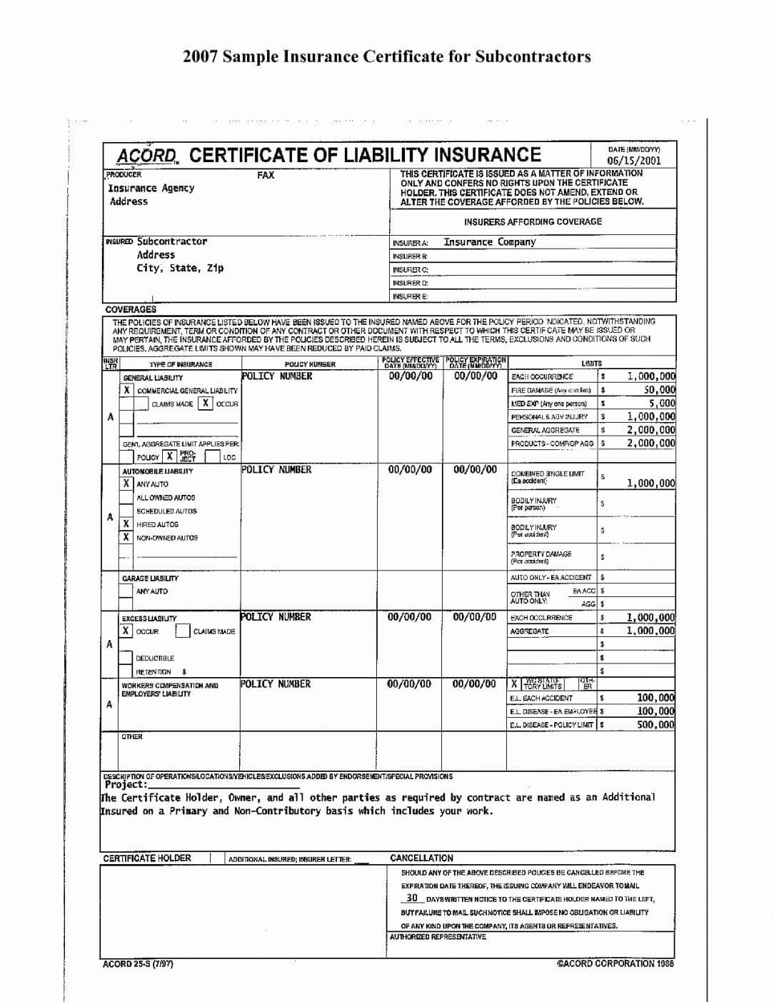 Editable Form Ificate Of Liability Insurance What Is Inside Acord Insurance Certificate Template