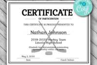 Editable Hockey Sports Team Certificate Template - Printable with regard to Hockey Certificate Templates