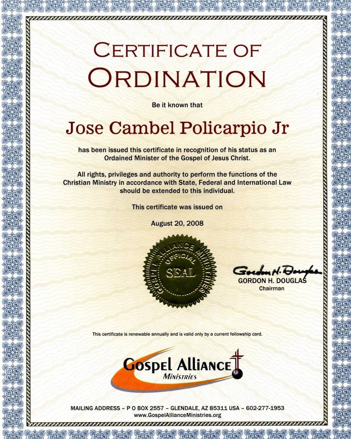 Editable Ordination Certificates Printable Ordination For Ordination Certificate Template