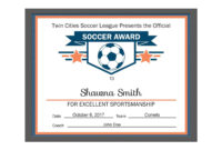 Editable Pdf Sports Team Soccer Certificate Award Template regarding Soccer Certificate Template