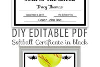 Editable Pdf Sports Team Softball Certificate Diy Award in Softball Certificate Templates
