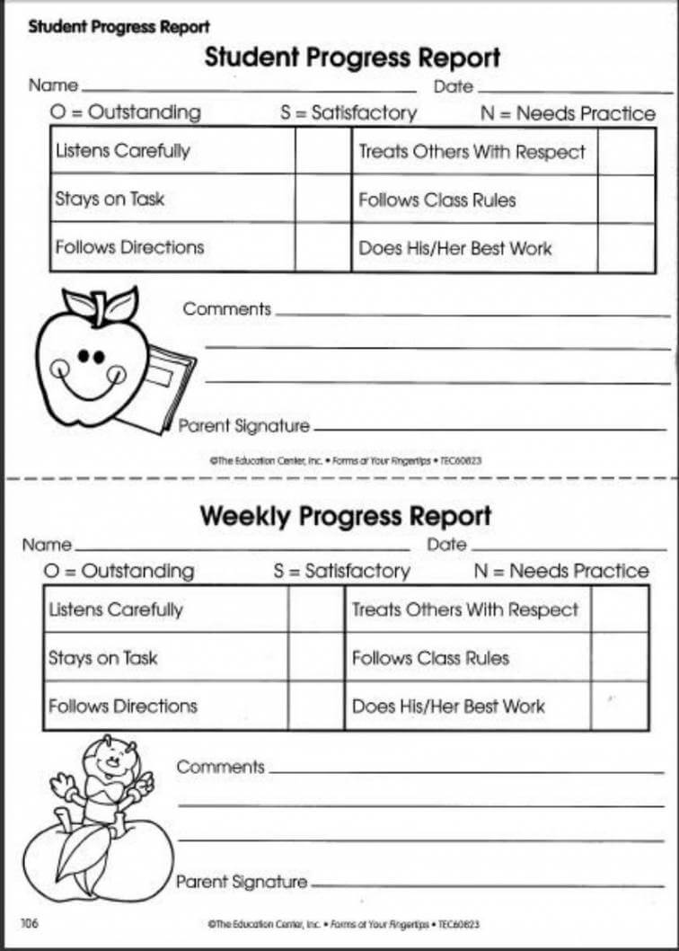 Editable Pinolivia Rhea On T E A C H I N G Progress With Student Progress Report Template