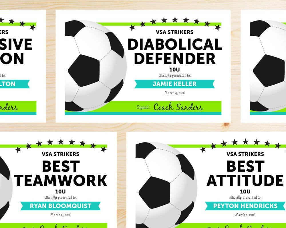 Editable Soccer Award Certificates – Instant Download Throughout Soccer Award Certificate Templates Free