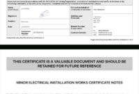 Electrical Certificate - Example Minor Works Certificate in Minor Electrical Installation Works Certificate Template