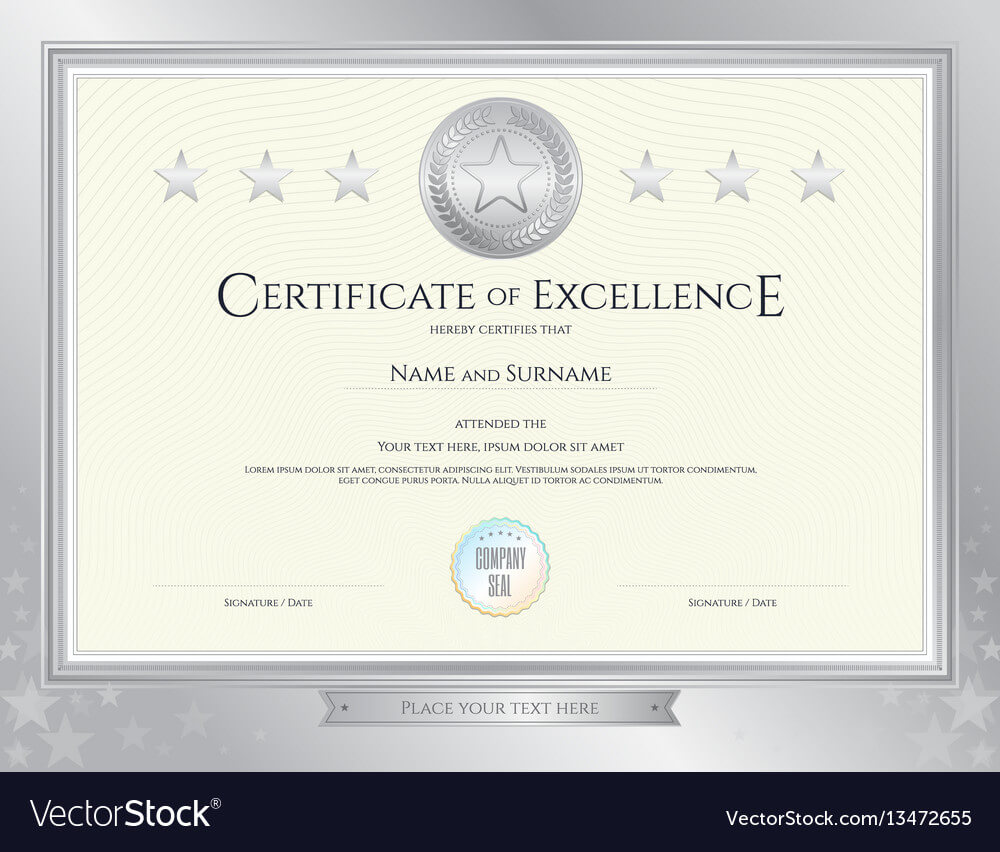 Elegant Certificate Template For Excellence With Commemorative Certificate Template