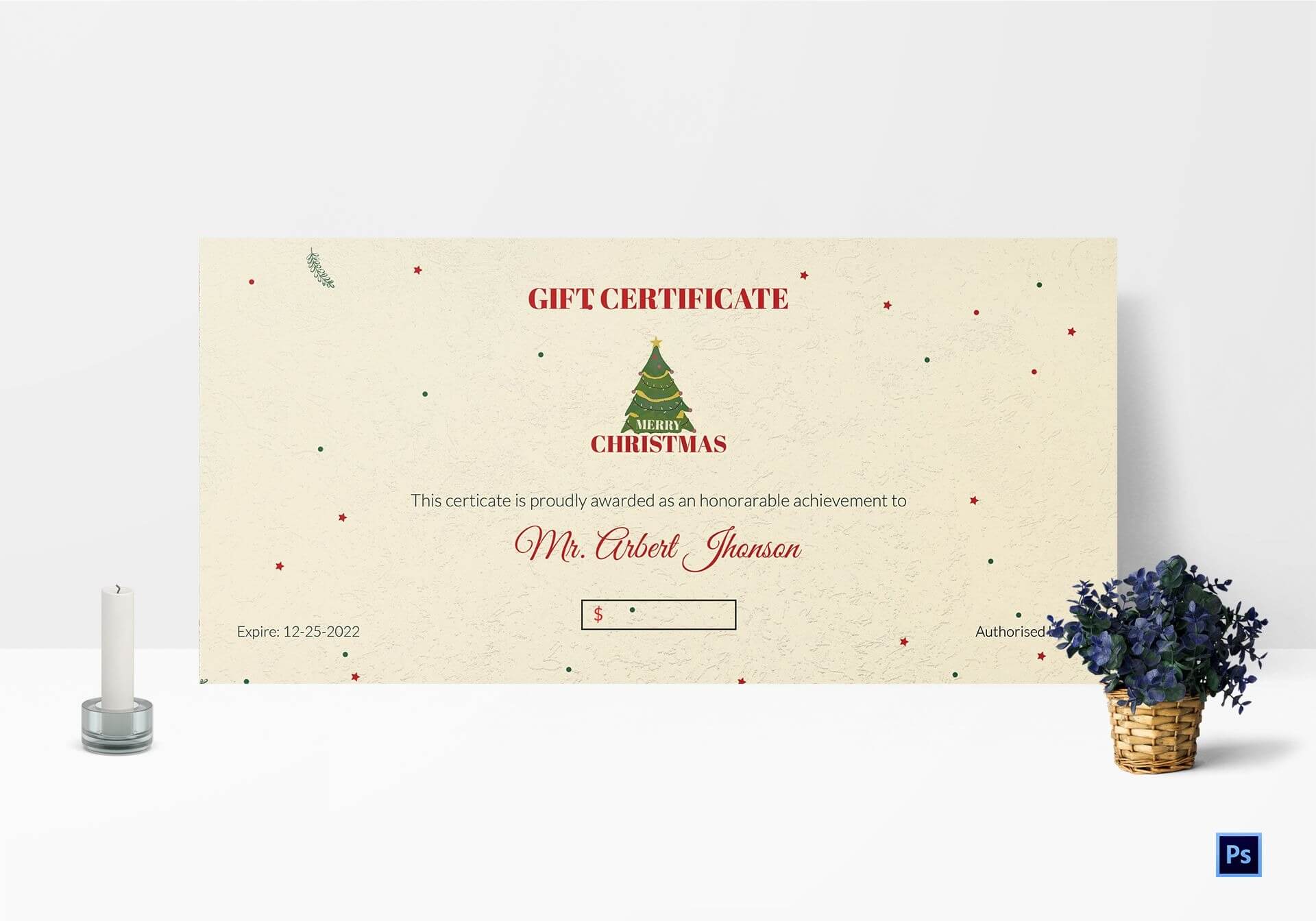 Elegant Christmas Gift Certificate Template With Elegant Gift Certificate Template