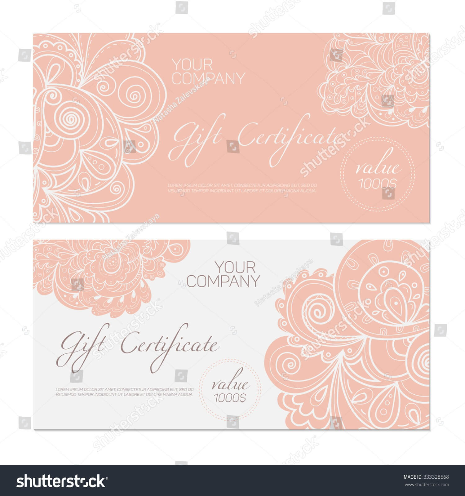 Elegant Gift Certificate Template Abstract Ornamental Stock Regarding Elegant Gift Certificate Template