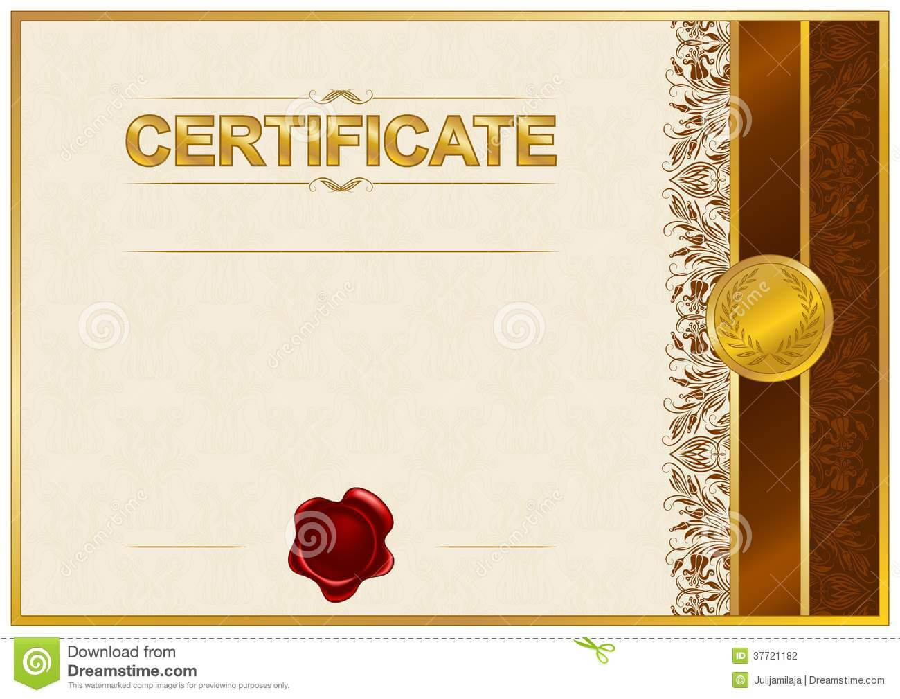 Elegant Template Of Certificate, Diploma Stock Illustration With Regard To Elegant Certificate Templates Free