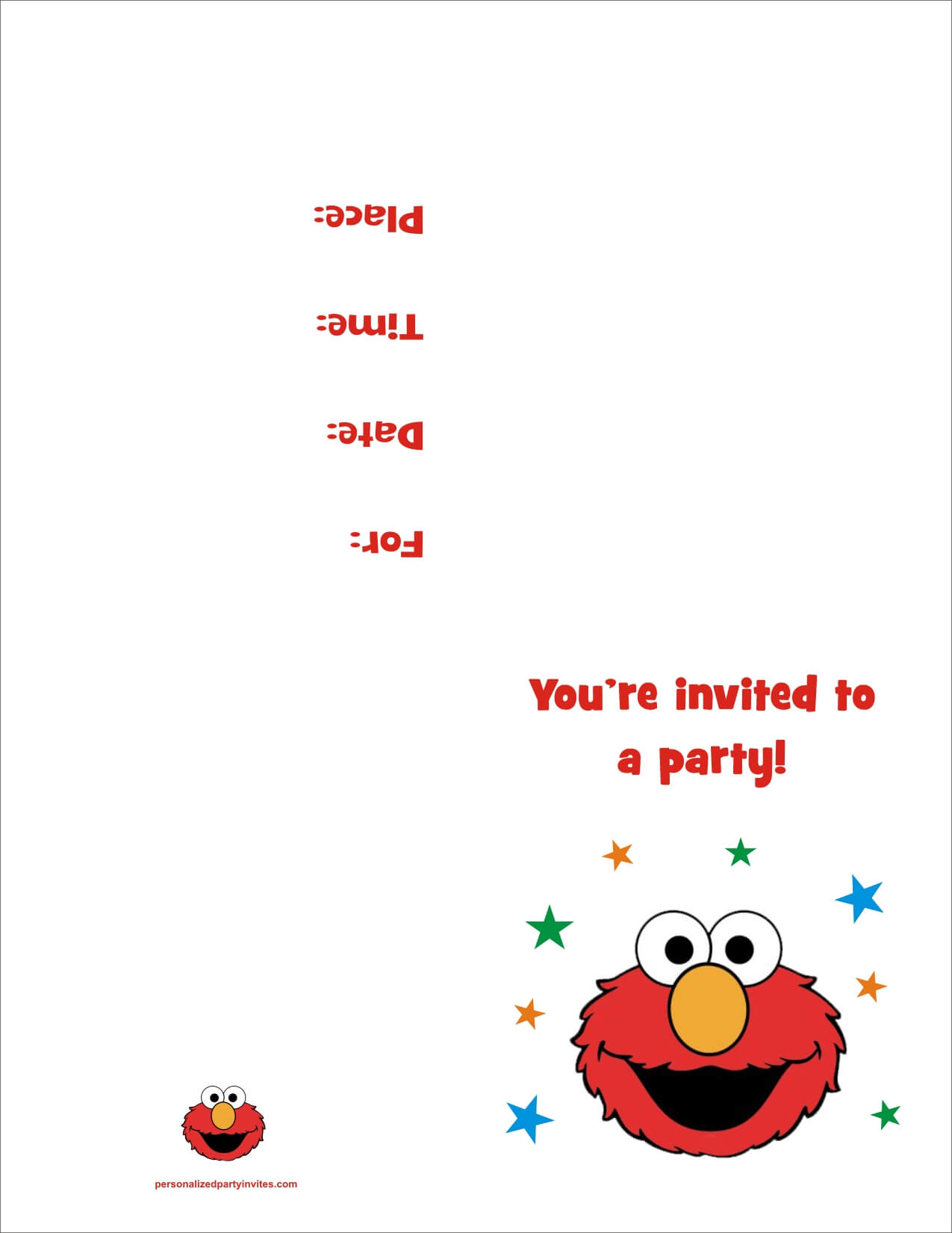 Elmo Free Printable Birthday Party Invitation Personalized Intended For Elmo Birthday Card Template