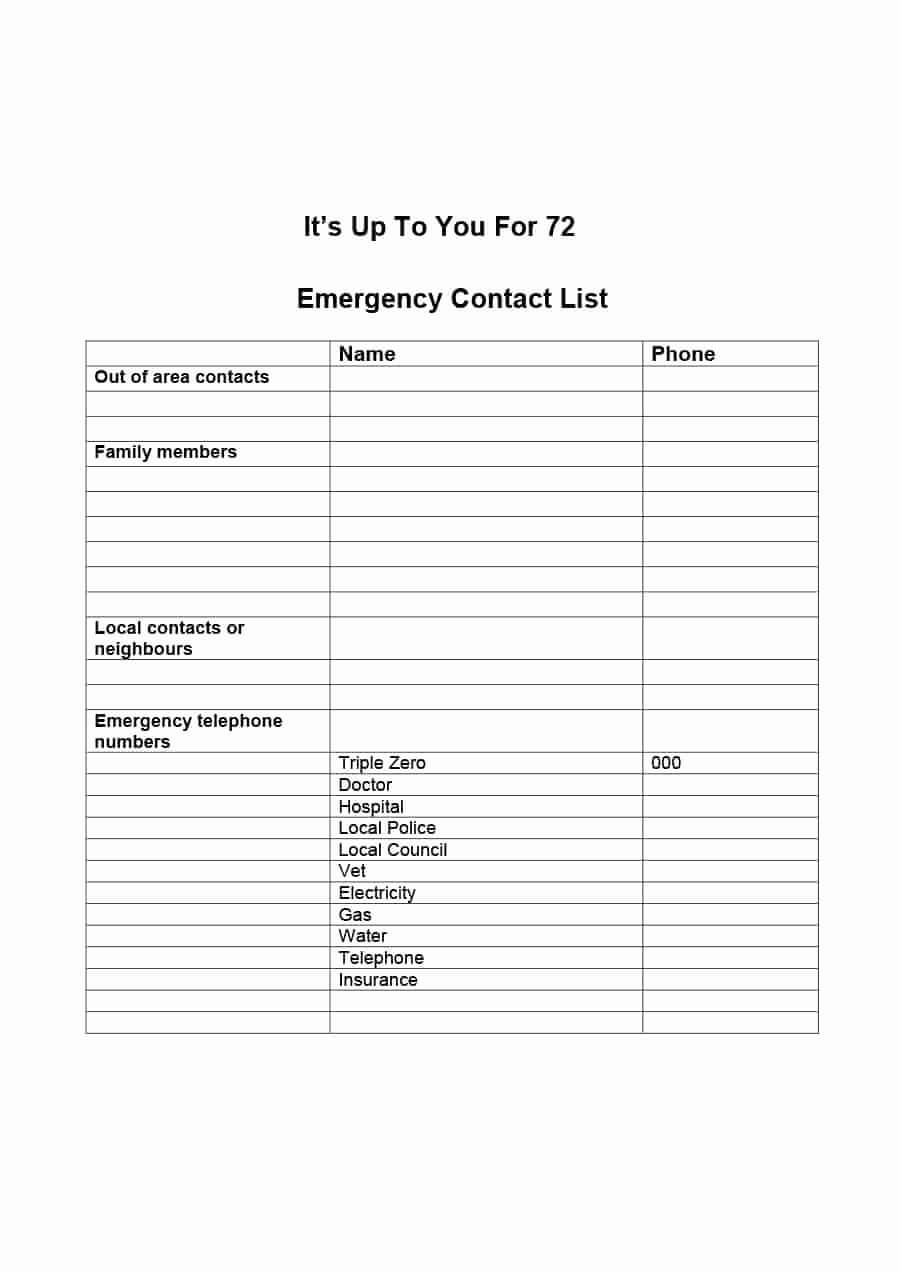 Emergency Phone Number List Template Luxury 40 Phone & Email For Emergency Contact Card Template