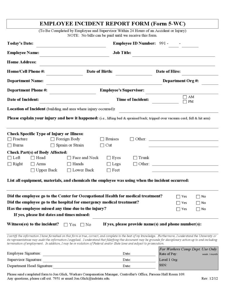 Employee Incident Report – 4 Free Templates In Pdf, Word With Medical Report Template Free Downloads
