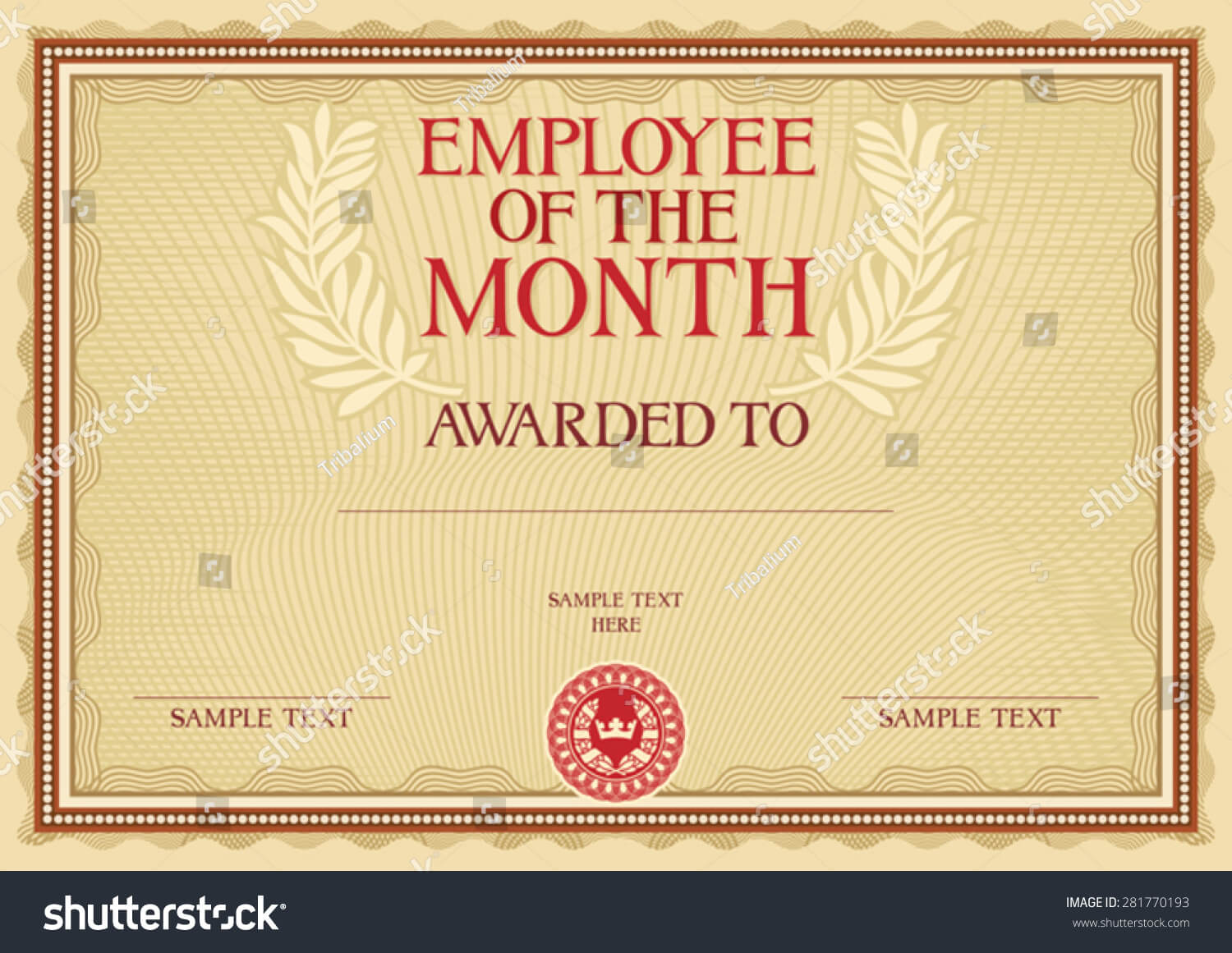 Employee Month Certificate Template Stock Vector (Royalty Intended For Employee Of The Month Certificate Template