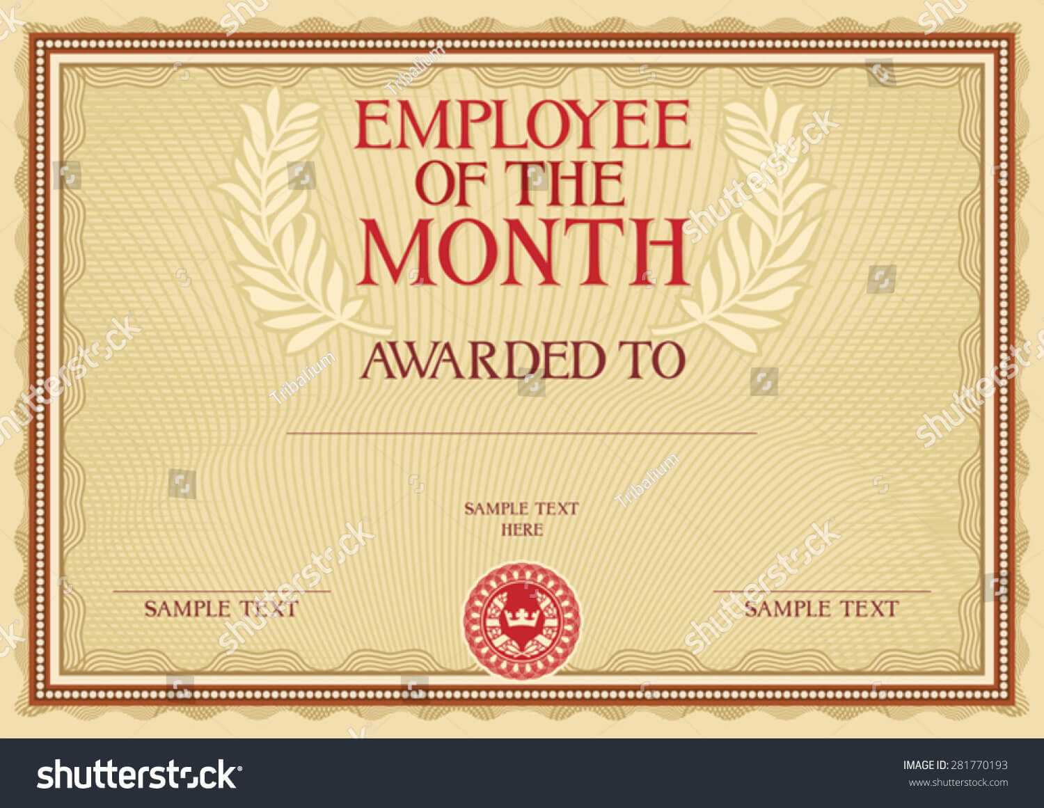 Employee Month Certificate Template Stock Vector (Royalty With Manager Of The Month Certificate Template