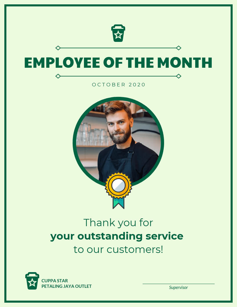 Employee Of The Month Certificate Template For Employee Of The Month Certificate Template With Picture