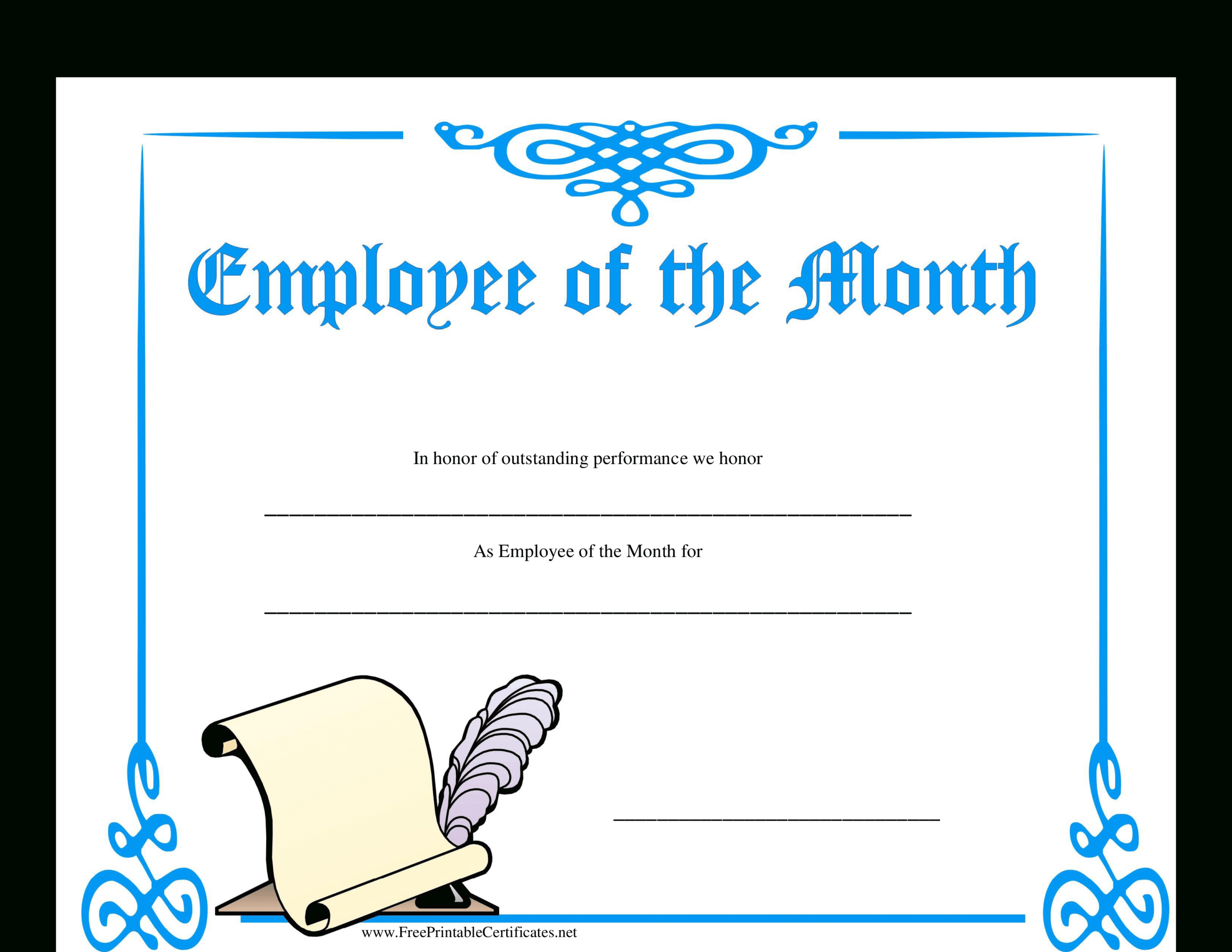 Employee Of The Month Certificate | Templates At Regarding Employee Of The Month Certificate Template With Picture
