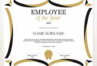 Employee Of The Year Editable Template Editable Award with Employee Of The Year Certificate Template Free